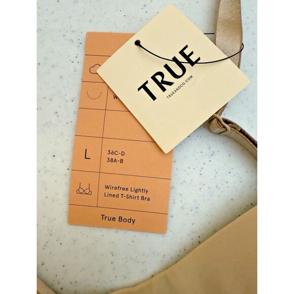 Large NEW True & Co True Body Triangle Convertible Strap Bra, Beige 36C/D 38A/B - Picture 2 of 10